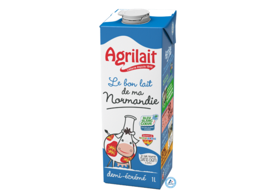 Lait demi-écrémé Bleu-Blanc-Cœur sans OGM de Normandie